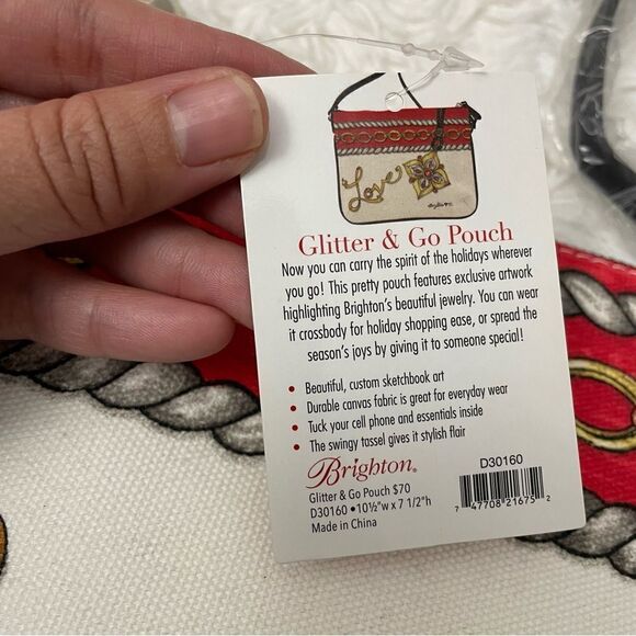 BRIGHTON GLITTER & GO POUCH/ CROSSBODY BAG Sketchbook Print LOVE Canvas NEW - Picture 7 of 9
